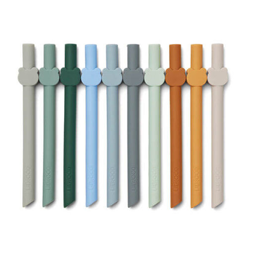 Liewood - Badu Silikon Strohhalme, 10er Set blau