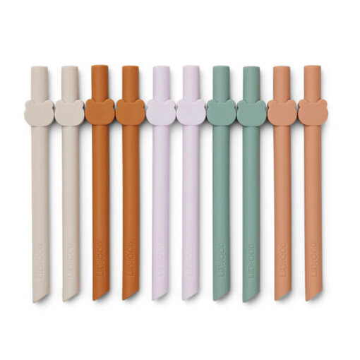 Liewood - Badu Silikon Strohhalme, 10er Set bunt