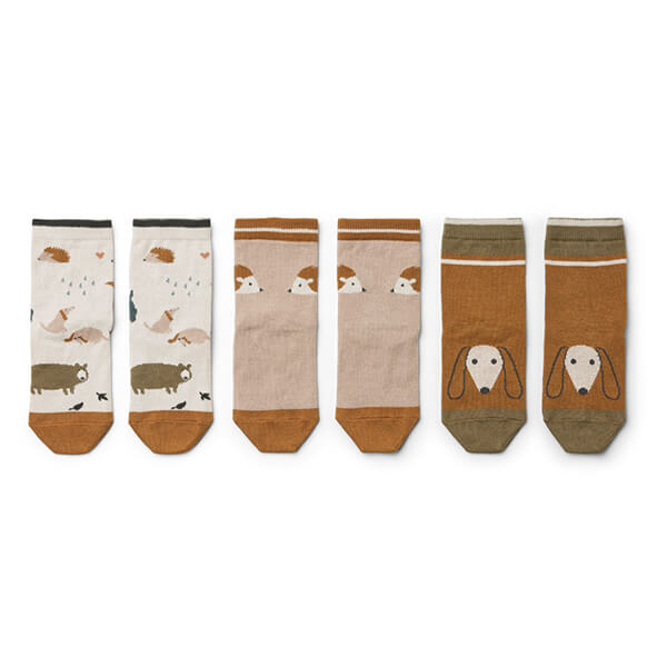 Liewood - Silas Socken Freunde sand mix, 3er Set